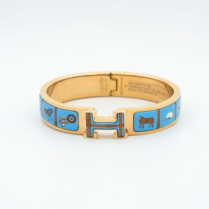 [OrnoraJewelry]H PINK GOLD BRACELET BLUE CERAMIC