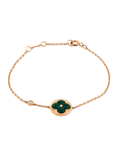 [OrnoraJewelry]SUN MALACHITE 1 DIAMOND PINK GOLD BRACELET