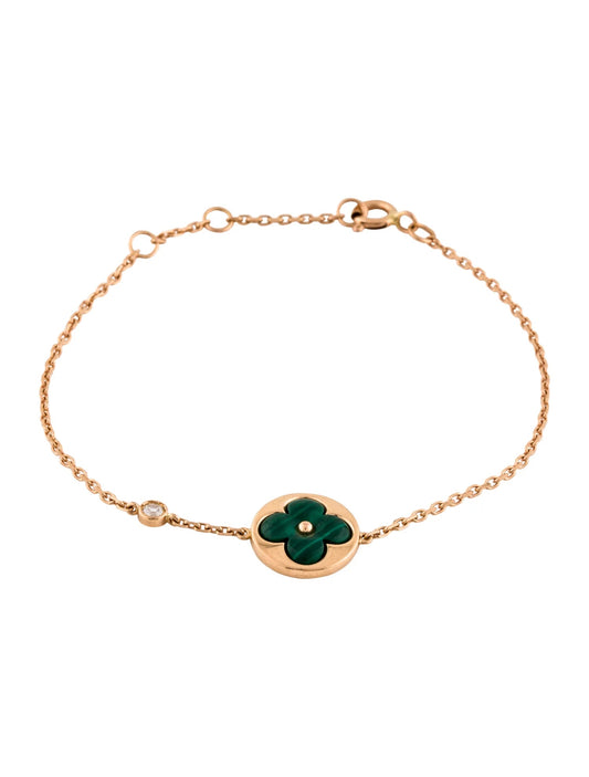 [OrnoraJewelry]SUN MALACHITE 1 DIAMOND PINK GOLD BRACELET