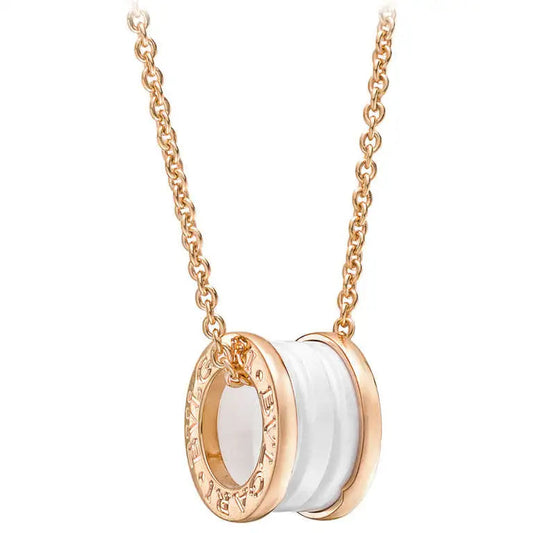 [OrnoraJewelry]ZERO 1 WHITE CERAMIC PINK GOLD DIAMOND NECKLACE