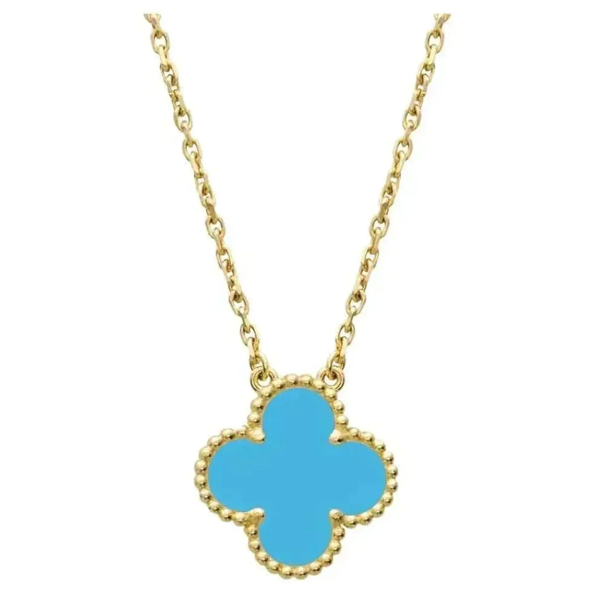 [OrnoraJewelry]CLOVER 15MM VINTAGE TURQUOISE NECKLACE