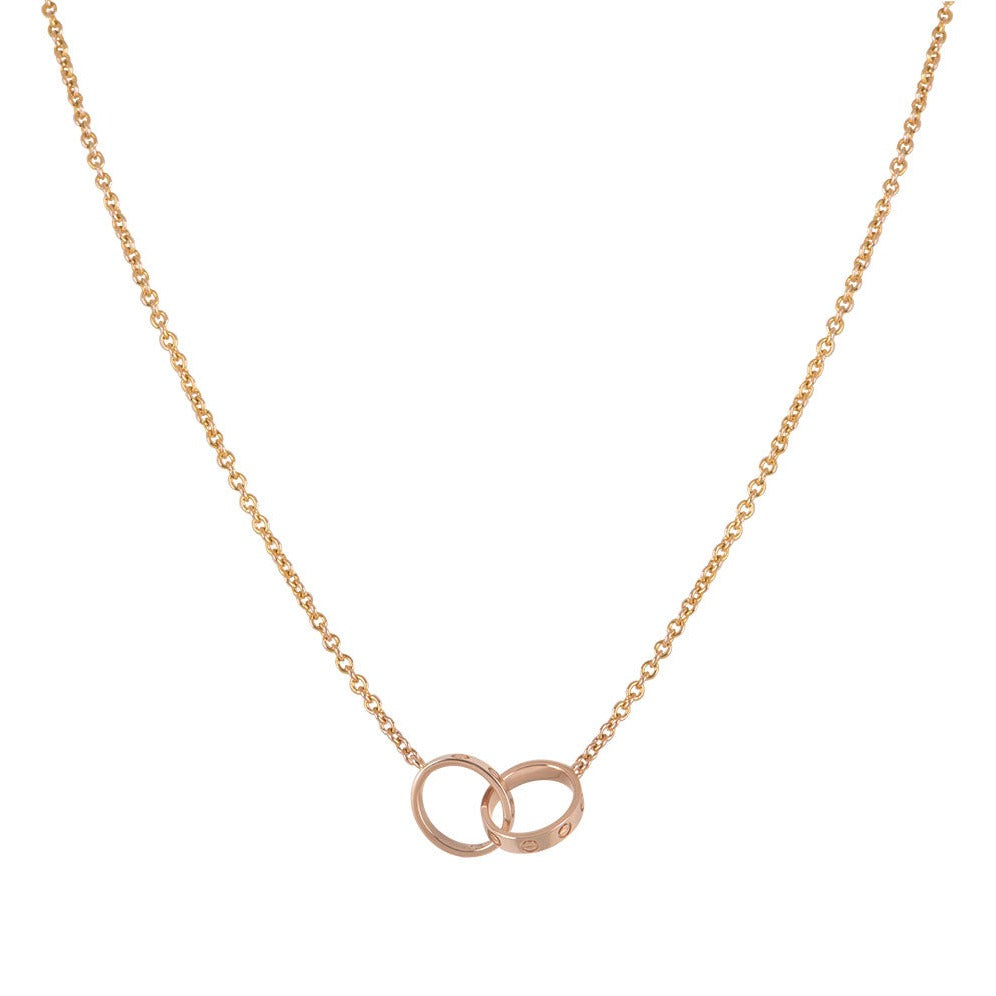 [OrnoraJewelry]LOVE NECKLACE DOUBLE RING PINK GOLD