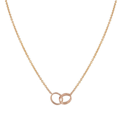 [OrnoraJewelry]LOVE NECKLACE DOUBLE RING PINK GOLD