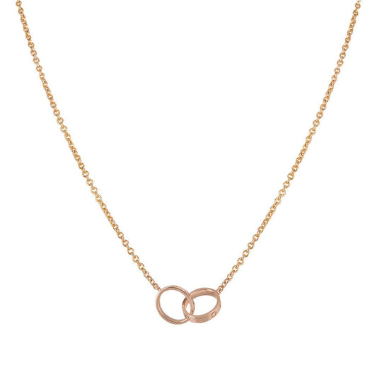 [OrnoraJewelry]LOVE NECKLACE DOUBLE RING PINK GOLD