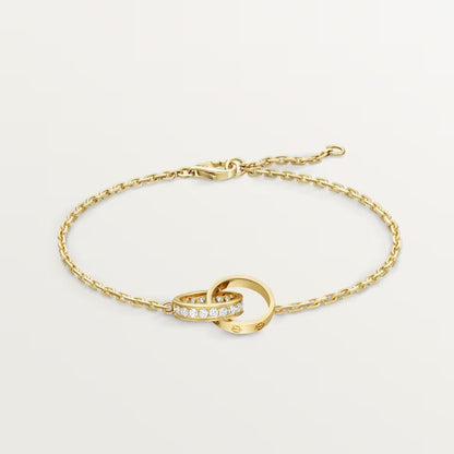 [OrnoraJewelry]LOVE DOUBLE RING HALF DIAMOND BRACELET
