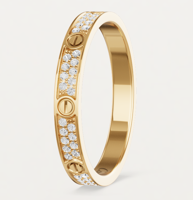 [OrnoraJewelry]LOVE RING 2.6mm-wide full-diamond ring Gold