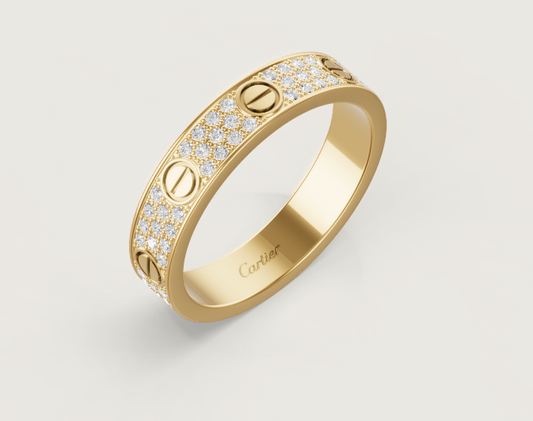 [OrnoraJewelry]LOVE RING 4mm-wide full-diamond ring GOLD