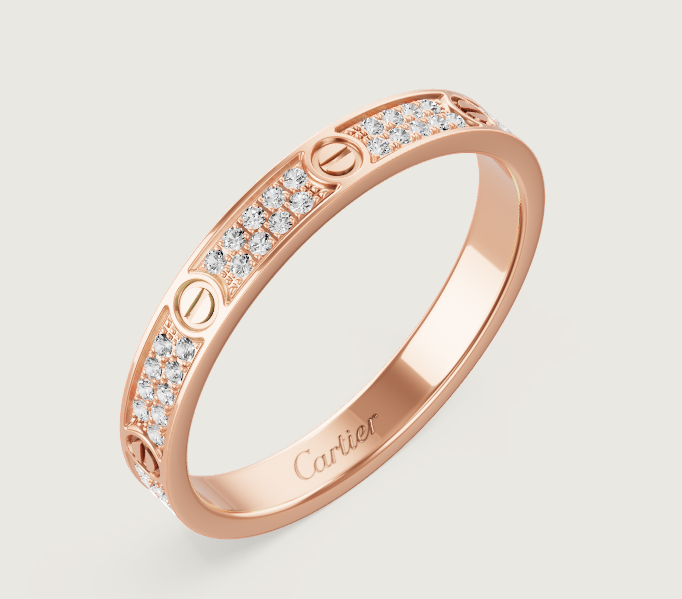 [OrnoraJewelry]LOVE RING 2.6mm-wide full-diamond ring Rose Gold