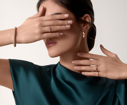 [OrnoraJewelry]LOVE RING 2.6mm-wide full-diamond ring Rose Gold