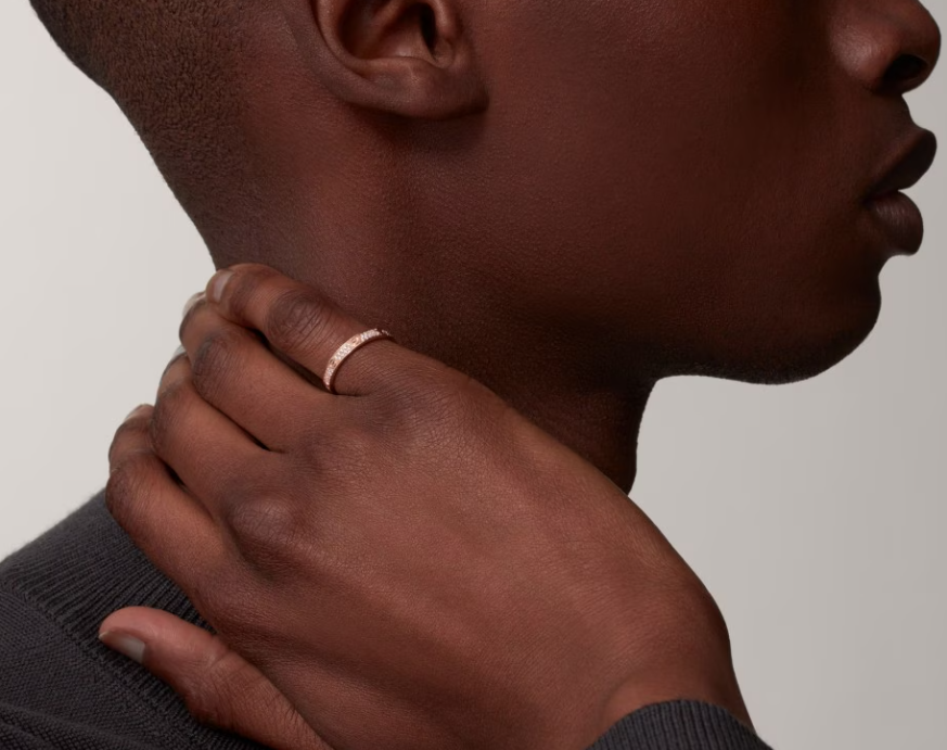 [OrnoraJewelry]LOVE RING 2.6mm-wide full-diamond ring Rose Gold