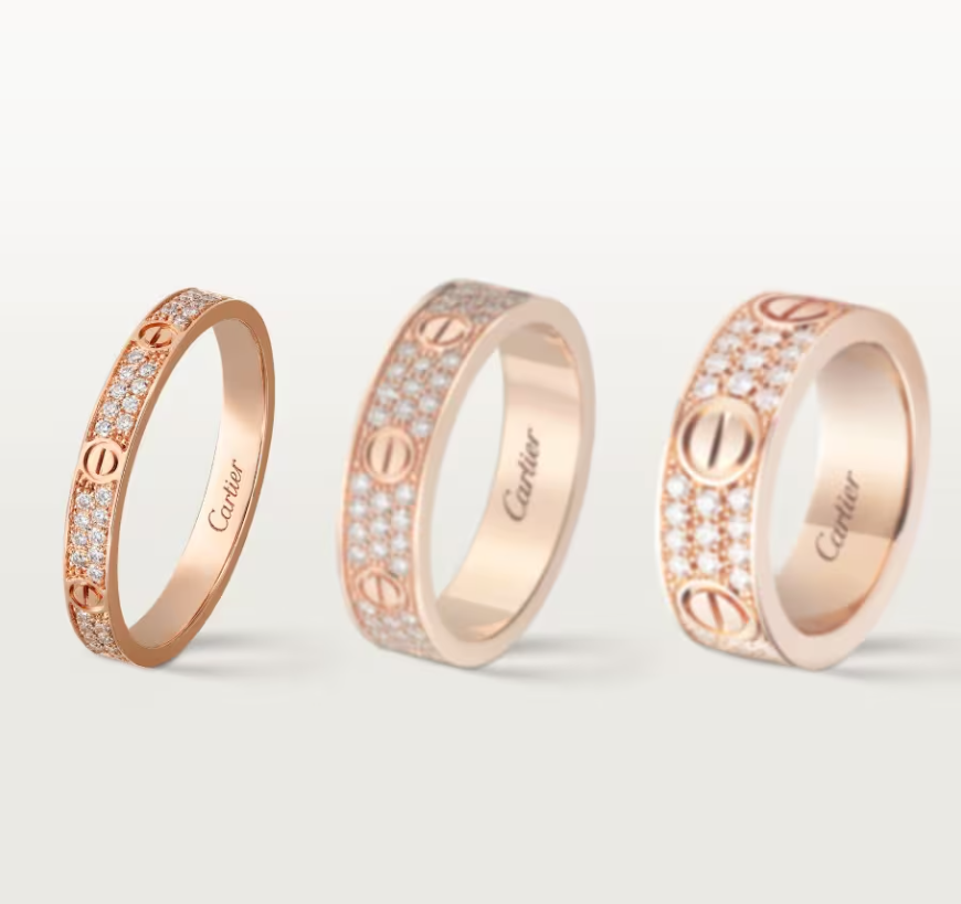 [OrnoraJewelry]LOVE RING 2.6mm-wide full-diamond ring Rose Gold