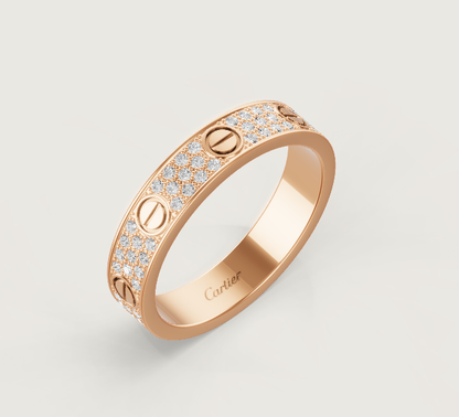 [OrnoraJewelry]LOVE RING 4mm-wide full-diamond ring Rose Gold