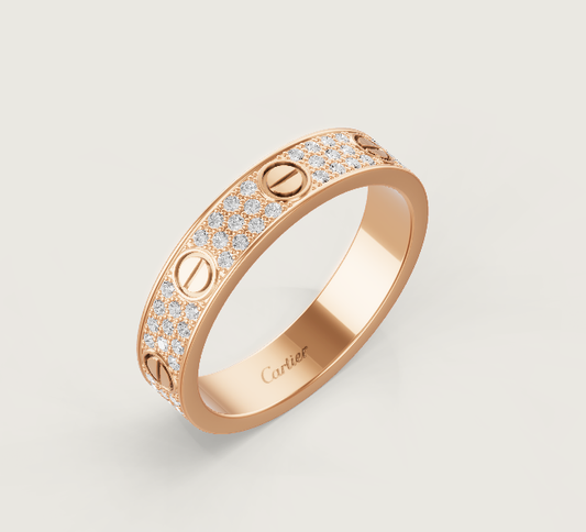 [OrnoraJewelry]LOVE RING 4mm-wide full-diamond ring Rose Gold
