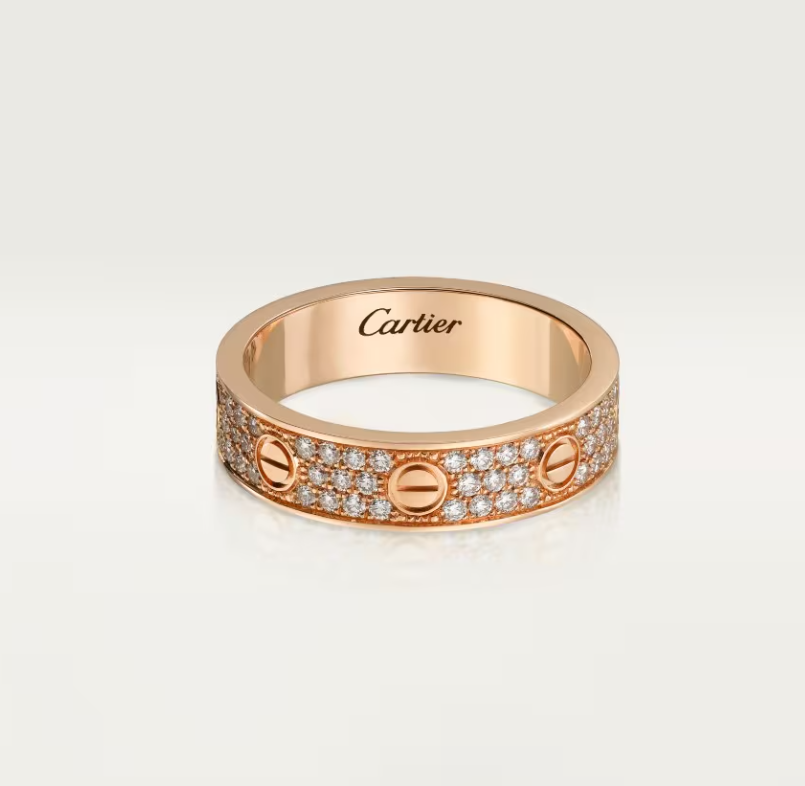 [OrnoraJewelry]LOVE RING 4mm-wide full-diamond ring Rose Gold