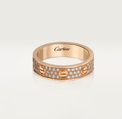 [OrnoraJewelry]LOVE RING 4mm-wide full-diamond ring Rose Gold
