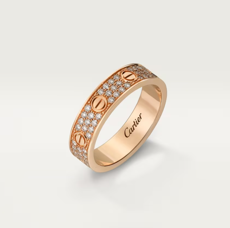 [OrnoraJewelry]LOVE RING 4mm-wide full-diamond ring Rose Gold