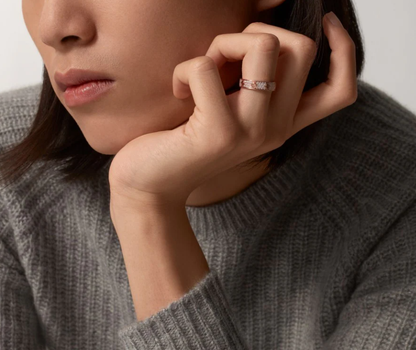 [OrnoraJewelry]LOVE RING 4mm-wide full-diamond ring Rose Gold