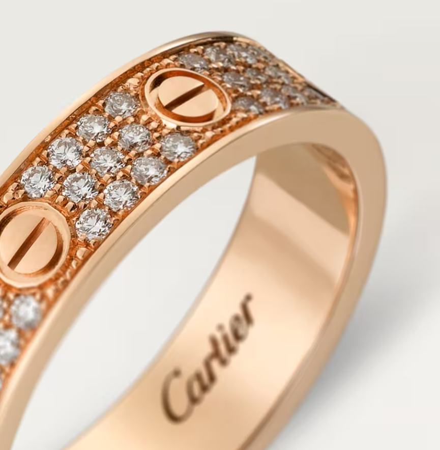 [OrnoraJewelry]LOVE RING 4mm-wide full-diamond ring Rose Gold