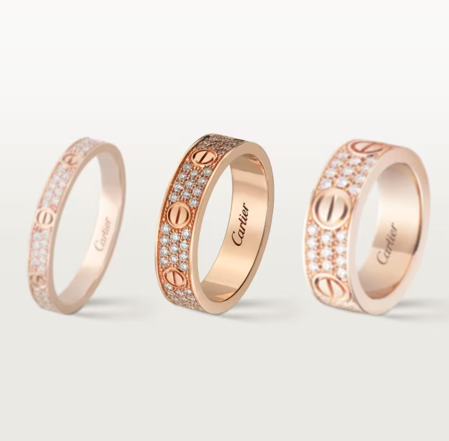 [OrnoraJewelry]LOVE RING 4mm-wide full-diamond ring Rose Gold
