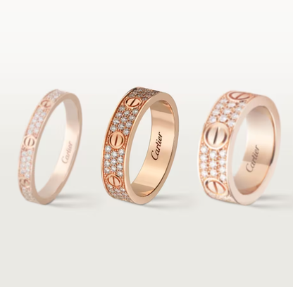[OrnoraJewelry]LOVE RING 4mm-wide full-diamond ring Rose Gold