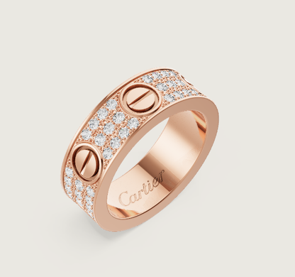 [OrnoraJewelry]LOVE RING 6.5mm-wide full-diamond ring Rose Gold