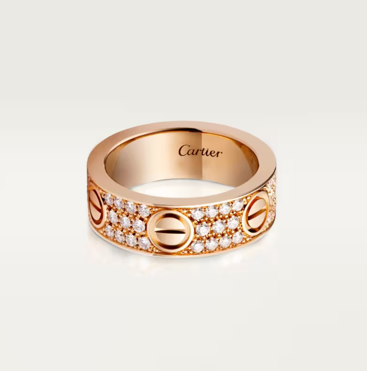 [OrnoraJewelry]LOVE RING 6.5mm-wide full-diamond ring Rose Gold