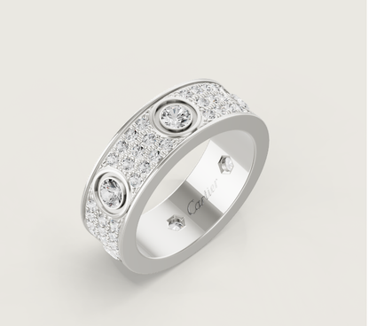 [OrnoraJewelry]LOVE RING 6.5MM Full Diamond, 6 Major Diamonds Silver