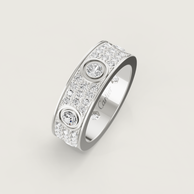 [OrnoraJewelry]LOVE RING 6.5MM Full Diamond, 6 Major Diamonds Silver