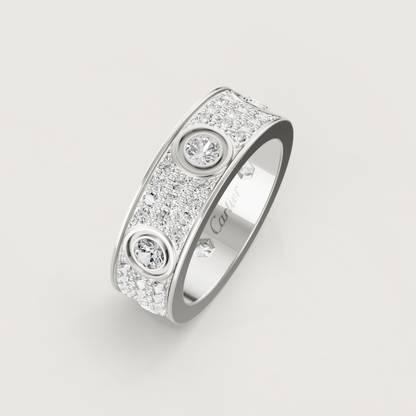 [OrnoraJewelry]LOVE RING 6.5MM Full Diamond, 6 Major Diamonds Silver