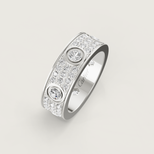 [OrnoraJewelry]LOVE RING 6.5MM Full Diamond, 6 Major Diamonds Silver