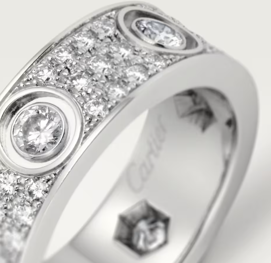 [OrnoraJewelry]LOVE RING 6.5MM Full Diamond, 6 Major Diamonds Silver