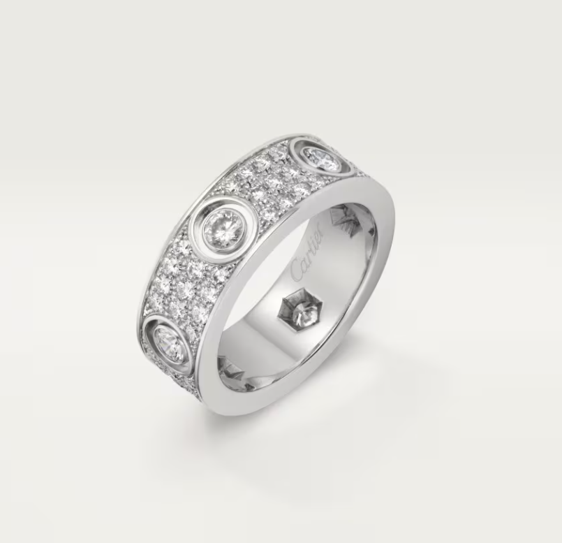 [OrnoraJewelry]LOVE RING 6.5MM Full Diamond, 6 Major Diamonds Silver