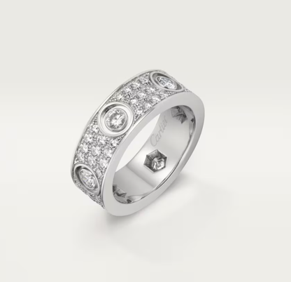 [OrnoraJewelry]LOVE RING 6.5MM Full Diamond, 6 Major Diamonds Silver