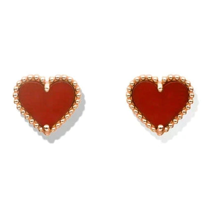 [OrnoraJewelry]HEART CARNELIAN STUD EARRINGS
