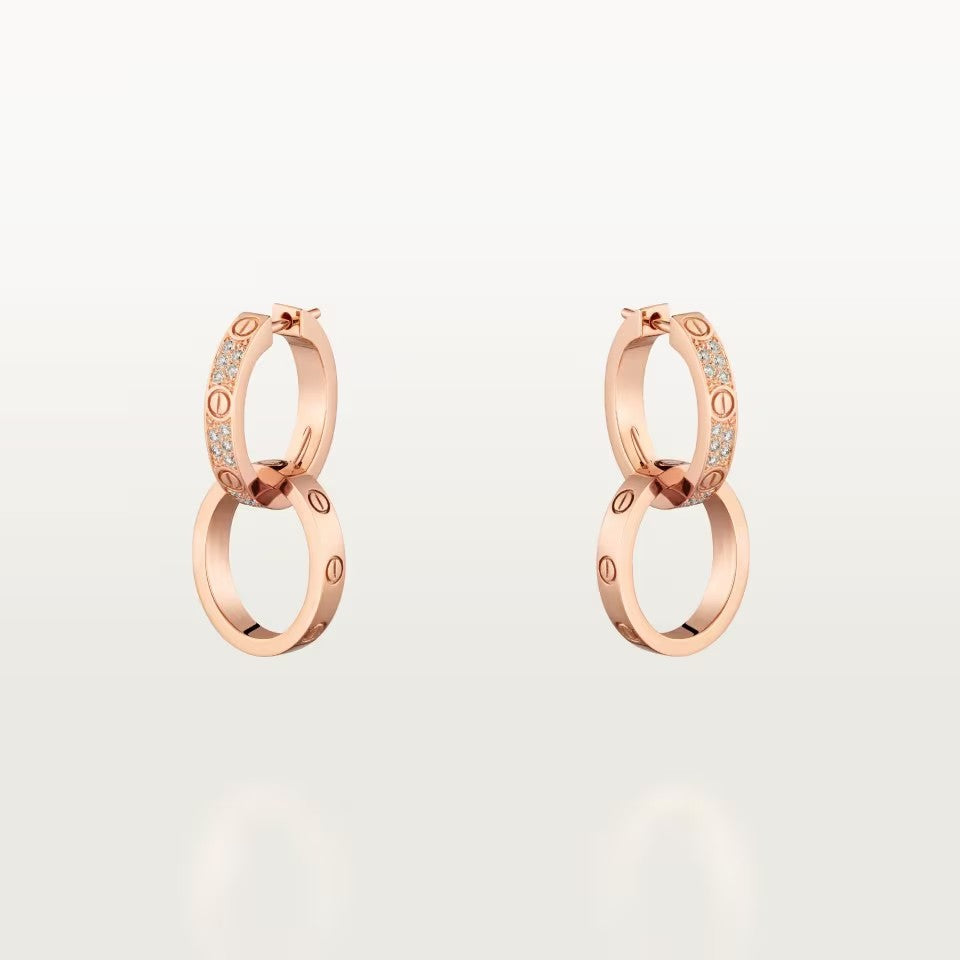[OrnoraJewelry]LOVE 3.3MM DANGLE HALF DIAMOND EARRINGS