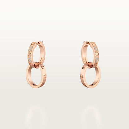 [OrnoraJewelry]LOVE 3.3MM DANGLE HALF DIAMOND EARRINGS