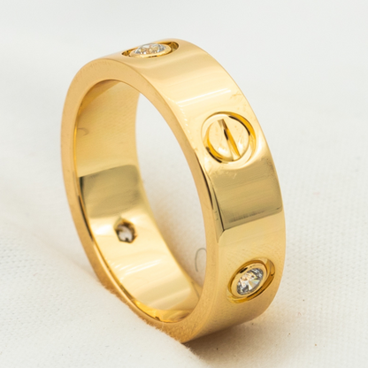 [OrnoraJewelry]LOVE RING 5.5MM 3 DIAMONDS PINK GOLD