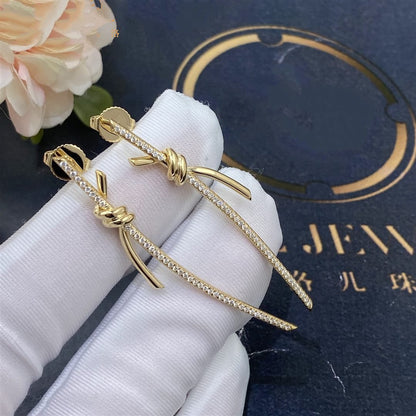 [Ornora Jewelry]KNOT DROP EARRINGS IN YELLOW GOLD WITH DIAMONDS