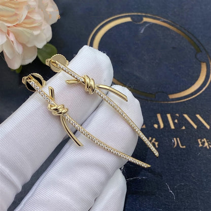 [Ornora Jewelry]KNOT DROP EARRINGS IN YELLOW GOLD WITH DIAMONDS