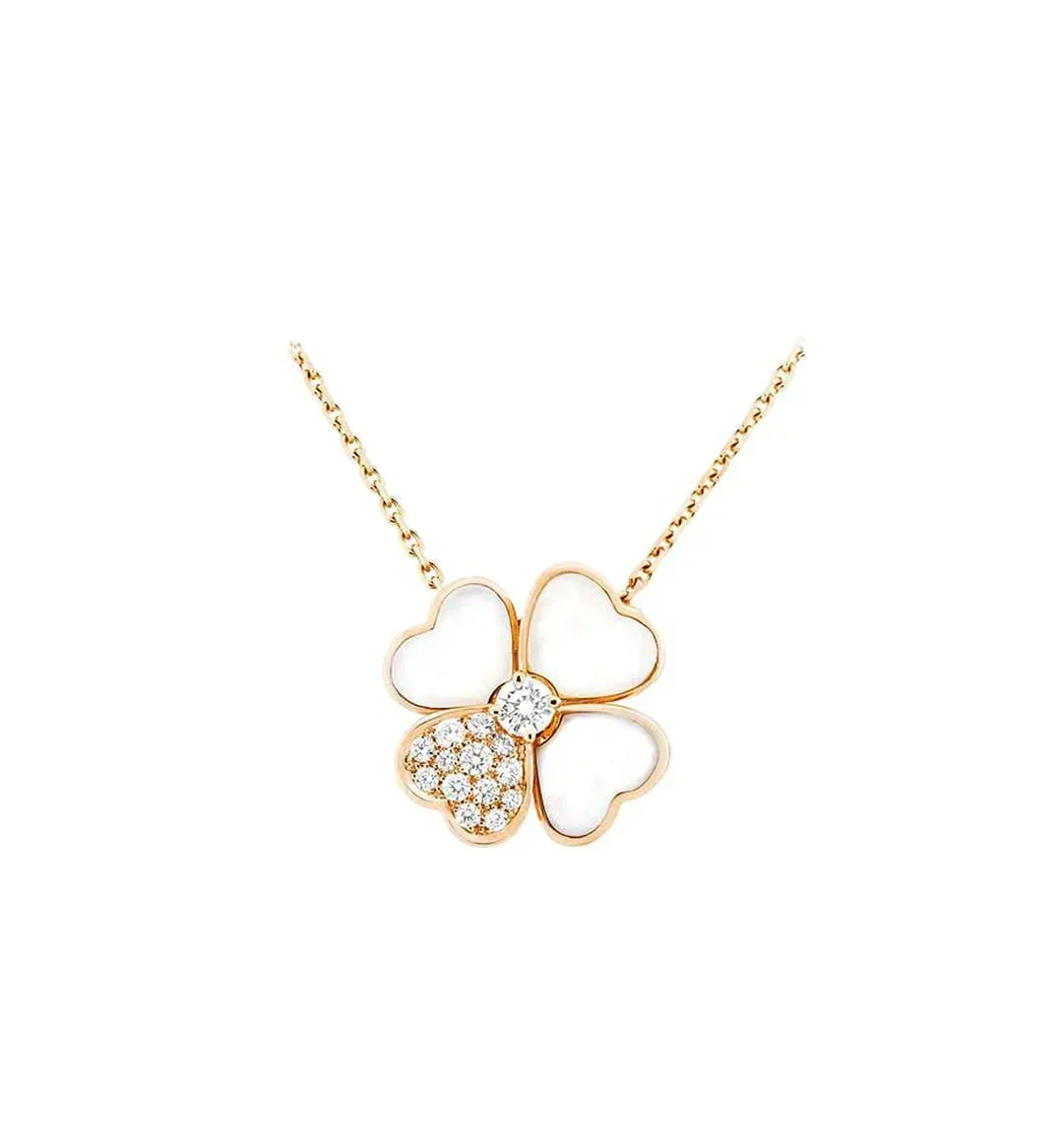 [OrnoraJewelry]CLOVER MOP DIAMOND ROSE GOLD NECKLACE