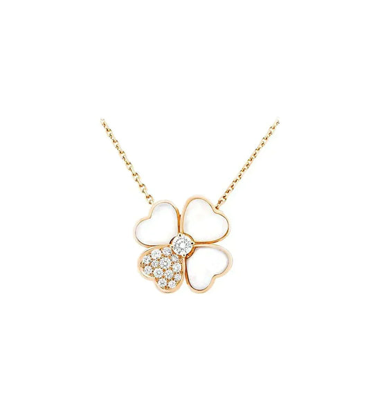 [OrnoraJewelry]CLOVER MOP DIAMOND ROSE GOLD NECKLACE