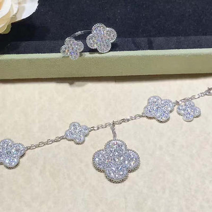 [OrnoraJewelry]CLOVER 6 MOTIFS SILVER DIAMOND BRACELET