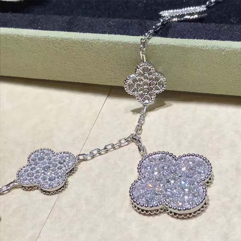 [OrnoraJewelry]CLOVER 6 MOTIFS SILVER DIAMOND BRACELET