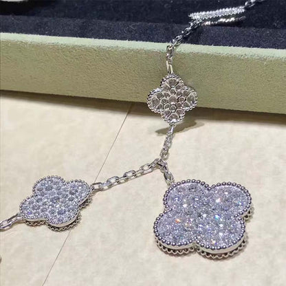 [OrnoraJewelry]CLOVER 6 MOTIFS SILVER DIAMOND BRACELET