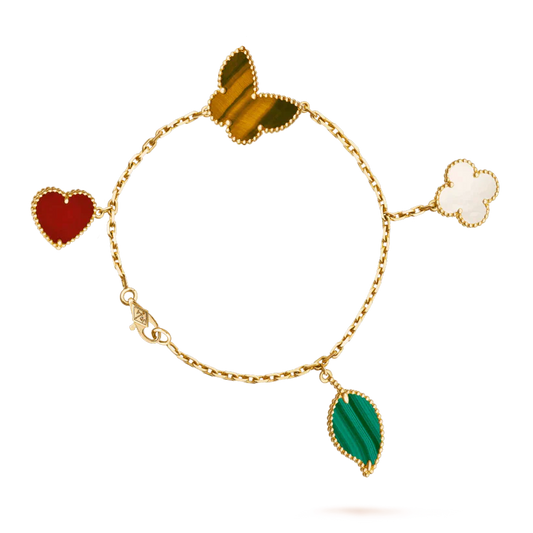 [OrnoraJewelry]LUCKY SPRING 5 MOTIF GOLD BRACELET