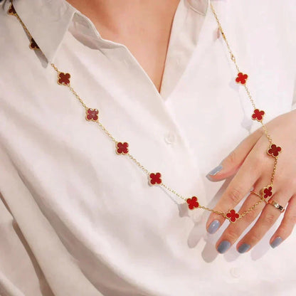 [OrnoraJewelry]CLOVER 20 MOTIFS CARNELIAN NECKLACE