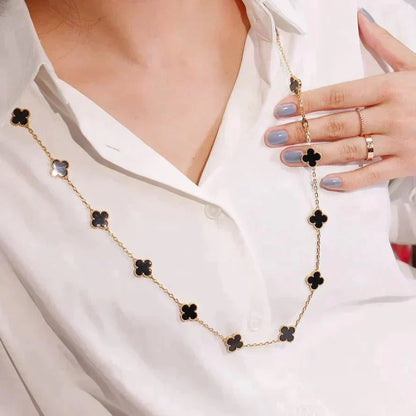 [OrnoraJewelry]CLOVER 20 MOTIFS ONYX NECKLACE