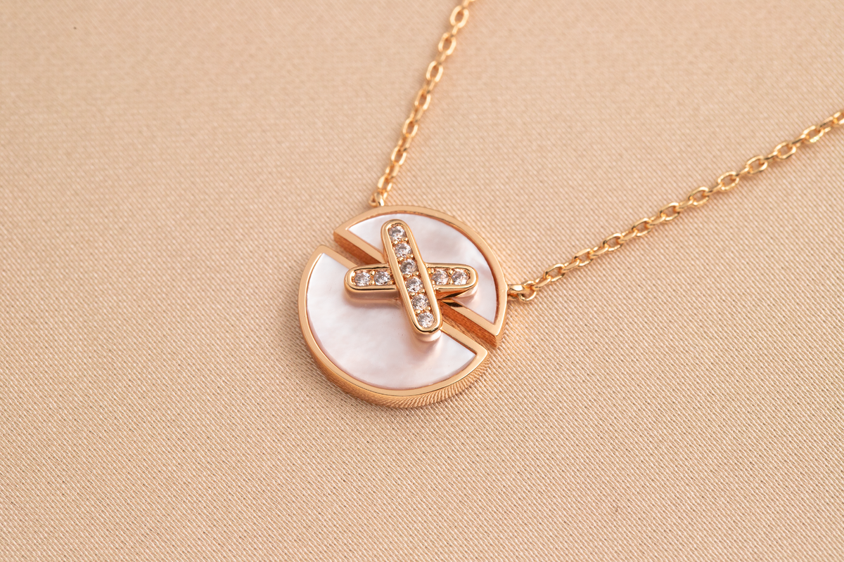 [OrnoraJewelry]JEUX DE PINK GOLD DIAMOND NECKLACE
