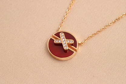 [OrnoraJewelry]JEUX DE PINK GOLD DIAMOND NECKLACE