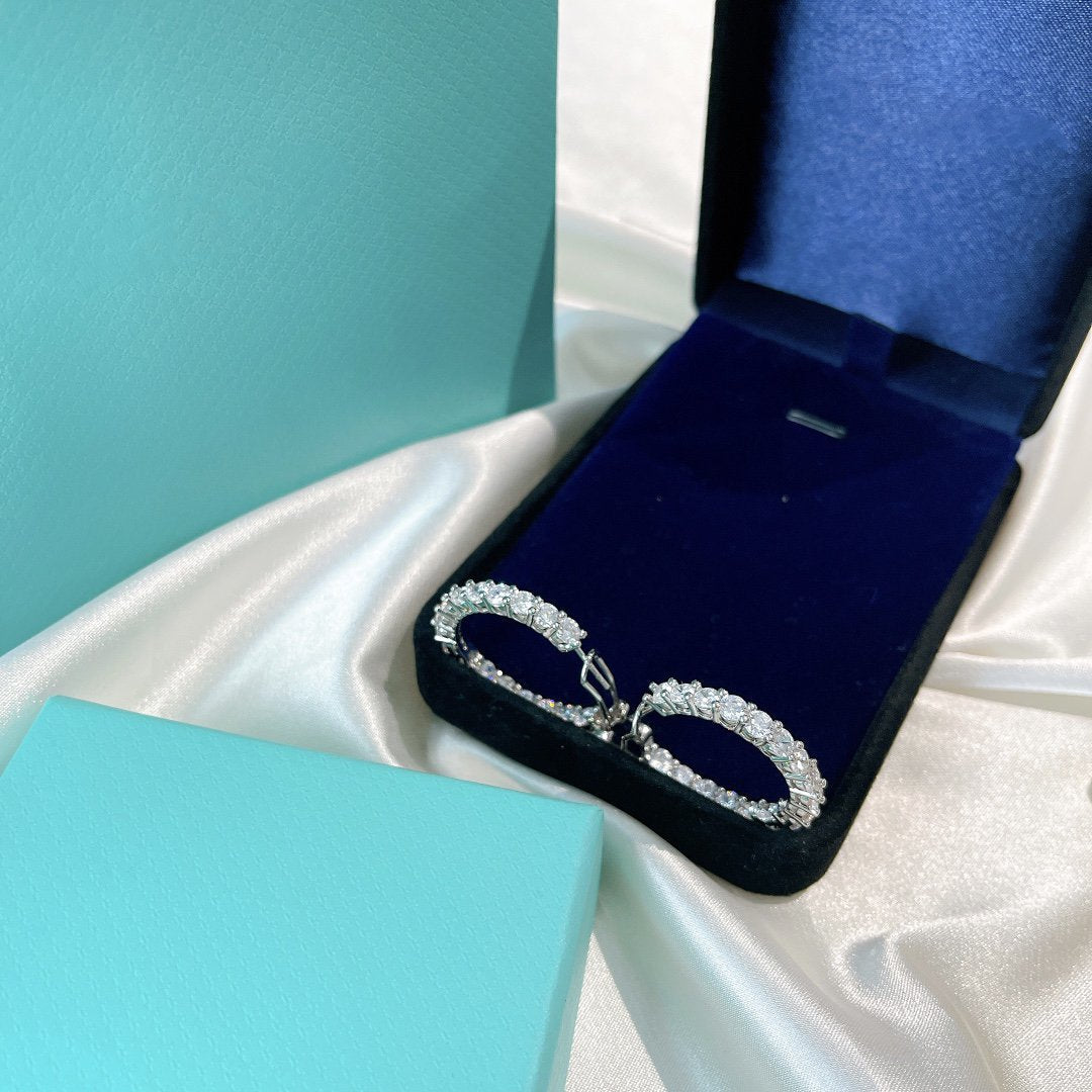 [Ornora Jewelry]SILVER DIAMOND HOOP EARRINGS